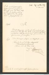 k.k. naturhistorisches Hofmuseum, Intendanzakten 1885-1896 (Hauer), Aktenzahl Z.345/1889, Seite 1